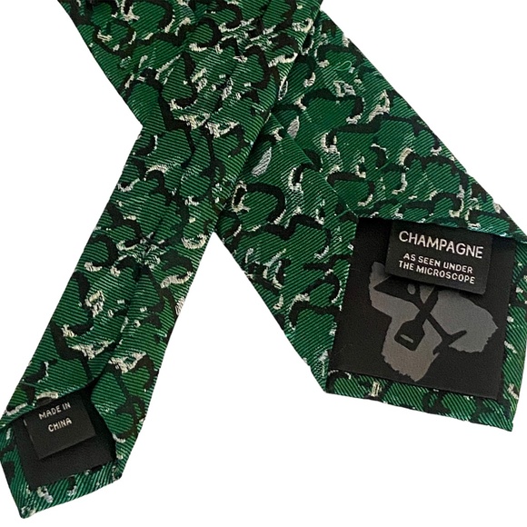 Cocktail Expressions Champagne Silk Necktie Green Tie Science Father's Day Gift - Picture 3 of 7